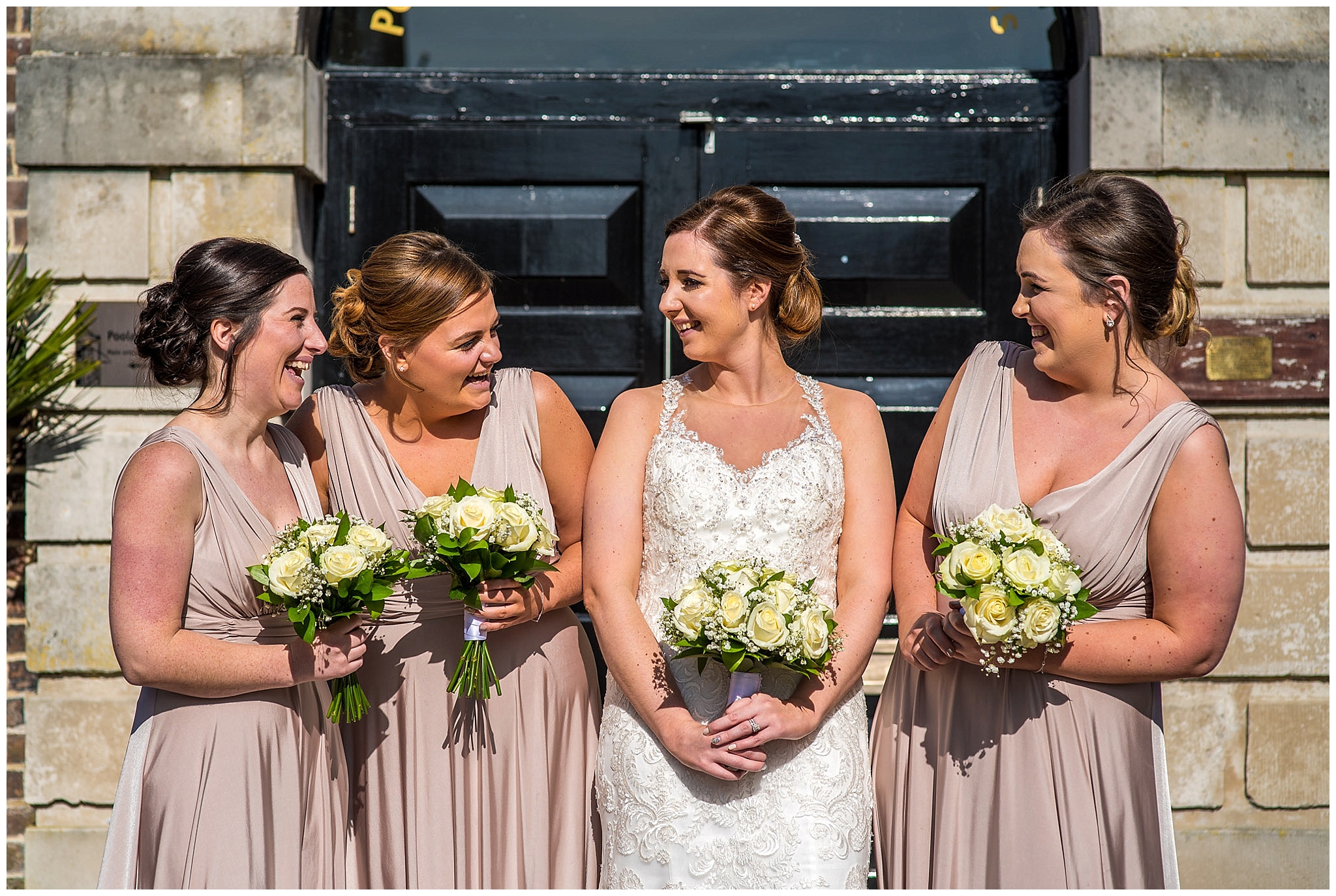 Bridesmaids relaxed photo